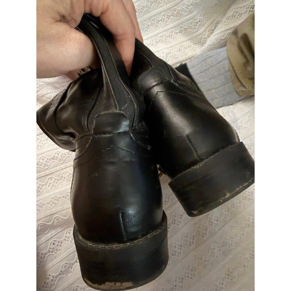 Tommy Hilfiger Riding Boots Black Brown Knee High Boots Women's 7.5 Logo - Picture 8 of 9